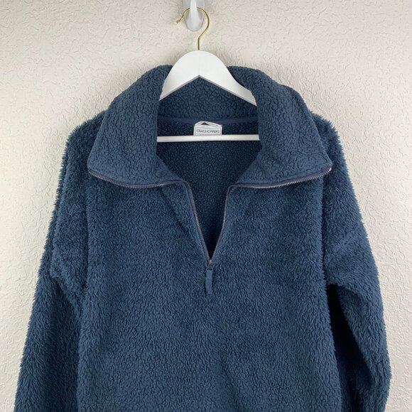 Craghoppers Sweater Womens Medium 8 Blue Fleece Fuzzy 1/4 Zip Pullover - Picture 5 of 11